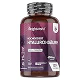 Hyaluronsäure Kapseln - 600mg pro Kapsel - 120 vegane Hyaluron Capsules - 4 Monate Vorrat - Molekülgröße (500-700 KDA) - Hyaluronic Acid - Alternative zu Seren - WeightWorld