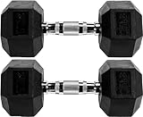 Fitvids Gummi-ummantelte Sechskant-Hantel, 11,3 kg (25 Pfund), Paar