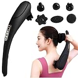 UUE Massagegerät, Elektrischer Massagegerät - 15-Stufen Puls-Massage, 6 Wechselköpfe kabelloses Handmassagegerät, wiederaufladbar, am ganzen Körper einsetzbar, 48 ∗ 17,5 ∗ 10 cm