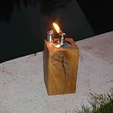 Feuersäule Gartenfackel Eichenbalken Holz Terrassenfackel Ölfackel Öllampe Gartenlicht Feuerbalken (15cm)