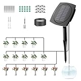 Solar Bewässerungssystem Garten Automatische Set, Automatisches Gartenbewässerungssystem für Balkon Pflanzen Topfpflanzen Gewächshaus, 12 Timer-Modi, mit 15 M Schlauch