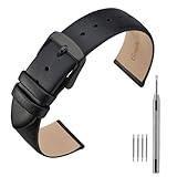 ANNEFIT Leder Uhrenarmband, Armband 20mm mit Schwarz Schnalle, Kompatibel mit Intelligenten und Traditionellen Uhren (Schwarz)