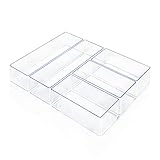 Lilly Things ANTI-RUTSCH Schubladen Ordnungssystem (5-teilig Set C, transparent) Schubladen Organizer Schubladeneinsatz Aufbewahrungsbox für Make-Up Kosmetik Schminktisch Schreibtisch Büro Bad Küche