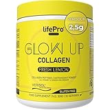Kollagen Pulver Glow Up – Kollagen Hydrolysat mit Vitamin C, Selen, Hyaluronsäure – 300g (30 Portionen) – Collagen Pulver Ohne Zucker – Frische Zitrone – Schönheit von Innen für Haut, Haare und Nägel