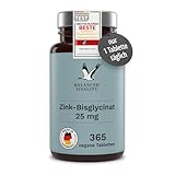 Zink-Bisglycinat (Zink-Chelat) - 25 mg Zink je Tagesdosis - 365 vegane Tabletten für ein Jahr - Unterstützung des Immunsystems im Jahresvorrat - laborgeprüft - Made in Germany - Balanced Vitality