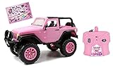 Dickie Toys – RC Girlmazing Jeep Wrangler – ferngesteuertes Auto, RC Auto, Spielzeugauto mit 2-Kanal-Funkfernsteuerung, 2,4 GHz, Turbo, inkl. Sticker, ab 6 Jahren, metallic pink glänzend