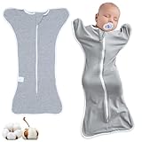 HBSFBH Pucksack Baby 0-3 Monate, Baby Wickeldecke, Atmungsaktives Pucktuch, Wickeltuch für Säuglinge, Babe mühelos pucken, Neugeborene Wickelt-uch, Babeschlafsack Wickelt-uch, Swaddle Sack, Grau
