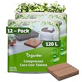 Kokosfaser-Substrattabletten – 10er-Packung (1 Liter) – Komprimierte Kokosfasern – Beschleunigt die Wasseraufnahme – Wiederverwendbar und nachhaltig – Biologisch abbaubar – Organifer (12Pack = 120 L)