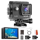 SJCAM SJ4000 unterwasserkamera Action Cam 4K30fps WiFi Kamera,40MP Ultra HD 170°FOV mit EIS Bildstabilisierung, 30m/98ft Wasserdicht Kamera mit 2 Akkus, 32G SD Karte und Helmhalterung Zubehör Kits