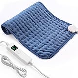 Heizkissen mit Abschaltautomatik, 30x60 cm Wärmekissen Elektrische mit 4-Stunden-Timer und 6 Heizstufen, Heating Pad mit Digitaler Fernbedienung, Waschmaschinenfest Heizkissen Rücken Blau