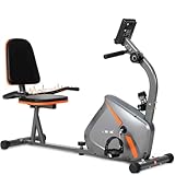 ISE Liegeergometer mit Magnetbremse, Transportrollen, Pulssensoren, LCD-Display, 8 Einstellbaren Widerstandsstufen, Heimtrainer Liegerad/Heimtrainer Senioren, Hometrainer Fahrrad mit Rückenlehne