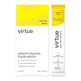 Virtue Elektrolyt Pulver – 16er-Packung | Ohne Zucker, ohne Kalorien | Alle 6 Elektrolyte, Mineralsalze, Vitamin C | Für Sport und Unterstützung gegen Müdigkeit [Zitrone & Limette]