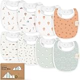 Baby Lätzchen für Jungen & Mädchen - 8er-Pack Bio Baumwolle Lätzchen zum Zahnen - Lätzchen Baby Mädchen & Junge - Lätzchen groß für Säugling, Kleinkind (Wilderness)