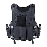 ACEXIER Molle Airsoft Taktische Weste Platte Träger Swat Angeln Jagd Paintball Weste Militär Armee Rüstung Polizei (Black)
