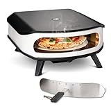 cozze® 17' Pizzaofen mit rotierendem Pizzastein | LED & Tür | 6,0 kW Gasofen 50 mbar | inkl. Regler & 1,1 m Gasschlauch | Ø42,5 cm Stein | Outdoor Pizzaofen | Perfekt für knusprige Pizzen