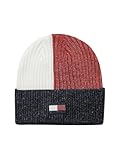 Tommy Hilfiger Herren Gestreifte Strickmütze Beanie-Mütze, Weiße Flagge, Einheitsgröße