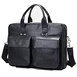 MBATKA Herren-Aktentasche aus echtem Leder, wandelbar, 39,6 cm, multifunktional, für Business, Arbeit, Schultertasche