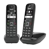 Gigaset AS690 Duo - 2 Schnurlose DECT-Telefone - kontrastreiches Display - Brillante Audioqualität - einstellbare Klangprofile - Freisprechfunktion - Anrufschutz, schwarz [Deutsche Version]