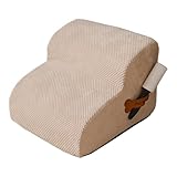 LOVIVER Hundetreppe Hund Ramp 2 Schritt mit waschbarer Abdeckung für hohe Bettweiche Haustier Stiefhund Schritt für Sofa Welpe Innenräume kleine Haustiere, Beige