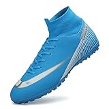 clofab Fussballschuhe Damen Herren Kunstrasen Turf Fußballschuhe Jugend Hallenschuhe Ground Outdoor Sportschuhe Für AG FG TF Fußball Trainingsschuhe (45,Blau/TF)