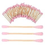 FIXOSHEE 1000 Stück Lange Doppelseitige Wattestäbchen mit Pinken Spiralspitzen Holzgriff Sanfte Make-up Entfernung und Ohrreinigung Praktische Kosmetikstäbchen für Reisen und Tägliche