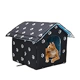 Vinnypet Katzenhaus Für Draußen Winterfest Wasserdicht Und Warm Faltbare Pet Tierheim Für Katzen Mit Abnehmbarem Kissen Für Streuner Haustiere 45x43x40cm