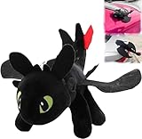 Dragon Plüschpuppe Black, Zahnlose Kleine Drachen Plüsch Spielzeug Puppe Mit Saugnäpfen, Verwendet Für Helm, Auto, Motorrad Dach Schiebedach Dekoratio (Schwarz,20cm)