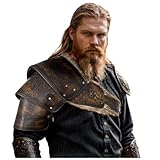 keland Wikinger Schulterpanzer Fell Schulter Rüstung Leder Pauldron Mittelalter Schulterschutz (Braun-1)