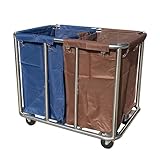 FQMYLTYN Gewerblicher Wäschesortierwagen mit Rädern, 400 L Industrieller Wäschewagen, Hotelservice Wäschewagen mit Edelstahlrahmen und Wasserdichtem Oxford-Stoff
