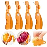 Orangenschäler,Bootoow 4 Pcs Universalschäler,Multifunktional Orangenschneider Zitronenschäler Zitrusfrüchte-Schäler Fruchtschäler Plastikschäler Küchengeräte Zitrone Und Grapefruit Schälen,Schäler