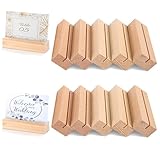 XREE 10 Stück Kartenhalter Holz, Stabil Tischkartenhalter Kartenhalter Menükartenhalter Postkartenhalter Fotohalter für Hochzeiten Partys Holzständer