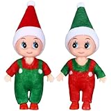 2 Stück Weihnachtself Figur, Weihnachtswichtel Figuren, Weihnachtselfen Figuren, Weihnachtself Puppe Wichtel Figur Klein, Weihnachtsdeko Wichtel Figuren für Jungen Mädchen Weihnachten Geschenk (C)
