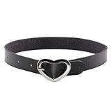 Eigso Punk Halsband weiche PU Leder mit Herz Legierung Choker für Frauen und Damen verstellbar