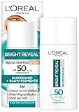L'Oréal Tägliches Getöntes UV Glow-Fluid LSF 50, Niacinamid + Glow-Pigmente, Farbe: Mittel, Bright Reveal, 1 x 50 ml