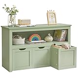 VASAGLE Kinderregal, Spielzeugaufbewahrung für Kinder, Aufbewahrungsschrank, Spielzeugschrank, Aufbewahrungsbox mit Rollen, Spielzeugregal, für Kinderzimmer, 30 x 102 x 60 cm, lorbeergrün LHS380CE01