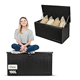 Grindi- Aufbewahrungsbox mit Deckel - Auflagenbox Morus - Gartenbox - Kissenbox 190 L - Outdoor Schrank - Paketbox - Sitzbank mit Stauraum - Gartenhaus - Geräteschuppen - Truhe mit Deckel
