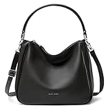 David Jones - Damen Schultertasche Hobo - Mittelgroße Umhängetasche Weich PU Leder Frau - Shopper Handtasche Lange Henkel - Klassische Tasche Alltag Beuteltasche - Einfache Henkeltasche - Schwarz