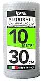 IPEA Luftpolsterfolie für Verpackung und Versand – Rolle 10 Meter x 30 cm – Made in Italy – Pluriball Luftblasen zum Schutz, Polsterung, Verpackung von Gegenständen im Transport – Reißfest