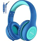 EarFun Kinder Kopfhörer, Kopfhörer Kinder mit Kabel, 85/94dB Lautstärkenbegrenzer, Faltbare, Einstellbar, Stereo Sound, HD-Mikrofon, Audio-Sharing, Over Ear Kinderkopfhörer für Schule/Tablet/PC, Blau