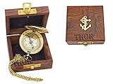 THOR INSTRUMENTS Taschen-Kompass aus Messing, mit Druckknopf, maritimes Design, ideal als Geschenk