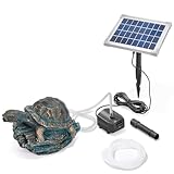 Esotec Solar Wasserspeierset Schildkröte Marlis, Alt-Kupfer-Optik, inklusive Solar-Pumpensystem, Solarmodul, Polyresin, 2m Schlauch, Wasserspiel Gartenteich, wetterfest 101680