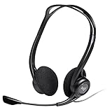 Logitech 960 Kopfhörer, Stereo-Headset, Verstellbares Mikrofon mit Rauschunterdrückung, Integrierter Lautstärkeregler, Stummschaltung, USB-Anschluss, 2.4m Kabel, PC/Mac/Laptop - Schwarz