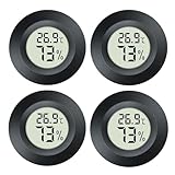 JEDEW Hygrometer Thermometer Digital Humidity Meter Indoor/Outdoor Humidity Monitor Reptile Thermometer for Humidors Greenhouse Garden Cellar Fahrenheit (℉) or Celsius(℃) (schwarz-4 Pack) (4)