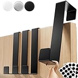 Filzada® 12x Türhaken Schwarz aus Metall - stabile Türhaken zum Einhängen inkl. FIlzpads für alle Türen - Kleiderhaken Tür - Haken Tür - Kleiderhaken Tür Einhängen