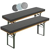 sleepling 2er Set Bierbankauflagen mit Bezug 220 x 25 x 4 cm, extra Dicke Auflage für gängige Bänke und Bierzeltgarnituren, dunkelgrau