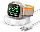 Kabellose Ladestation für Apple Watch 9/8/Ultra Schnelllade-Dock Stand Magnetischer iWatch-Ladehalter Tragbares Mini-Reise-Ladegerät für iWatch Serie 10/9/8/7/6/5/3/2/SE (Weiß)
