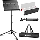 CAHAYA Notenständer, mattschwarz, Material: nicht leicht zu zerkratzen, Doppelnutzung, Metall, tragbar, stabil, höhenverstellbar, mit Tasche, Modell CY0317