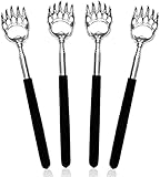 ElloLife Rückenkratzer aus Edelstahl, 4-teilig: Hochwertiger Schaber mit weichem Gummigriff, ausziehbarer Schaft, Metallrückenkratzer und Teleskop, zur Entlastung von Kopf und Rücken (schwarz)