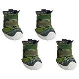 Spark Paws Heißer Asphalt Hundeschuhe - 4er-Pack Pfotenschützer für Heißen Asphalt, Raues Gelände & Dornen, Design für Breite Pfoten, Leicht anzuziehen – Grün, C