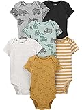 Simple Joys by Carter's Unisex-Baby Short Sleeve Bodysuit Body, Bär/Konstruktion/Nashorn/Streifen, 6-9 Monate (6er Pack)